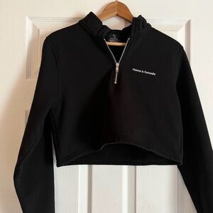 Peace Collective Home is Canada Quarter Zip Cropped Sweatshirt Black S
